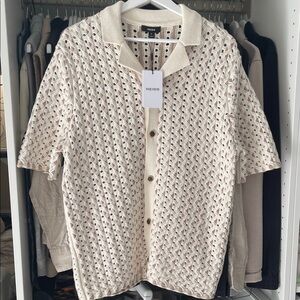 Reiss Cuban crochet men’s knit top.